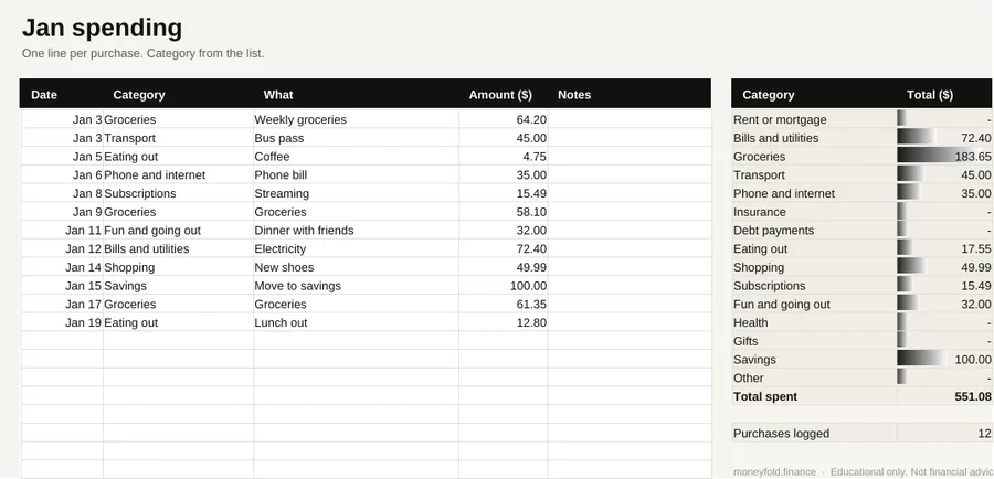 Preview of Simple Expense Tracker